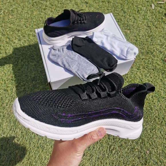 Step into Summer with Ease: Comfortable Charcoal Black Walking Shoes for Women - Picture 3 of 11